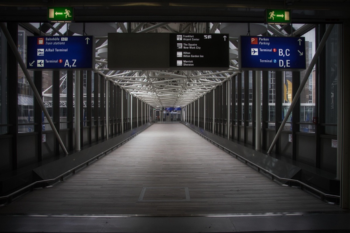Airport terminal with clear signage and modern architecture