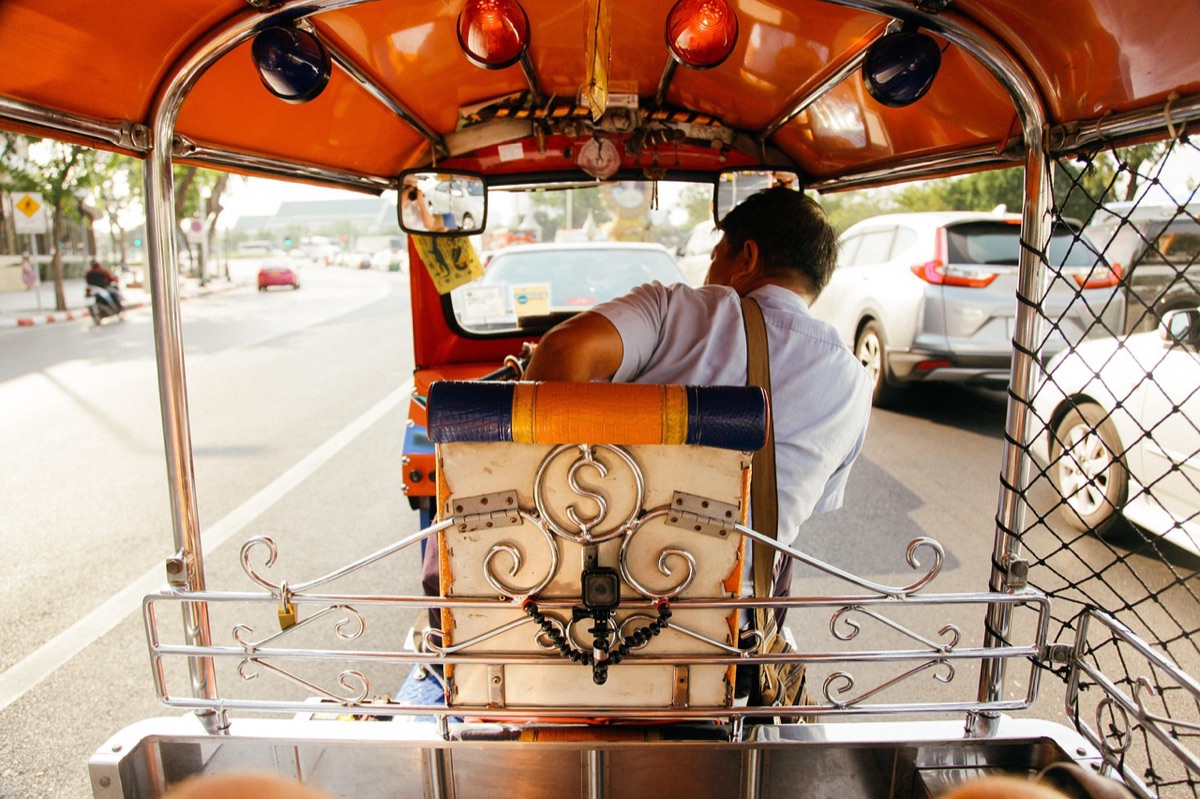 Shanghai taxi cab with driver