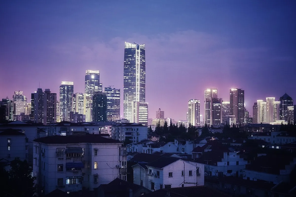shanghai, city, night, landscape, skyscrapers, buildings, metropolis, downtown, cityscape, architecture, panorama, business district, skyline, office buildings,